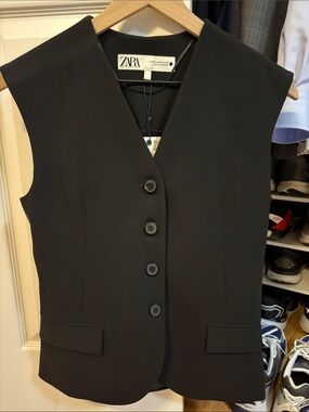 Zara Black Tailored Sleeveless Vest